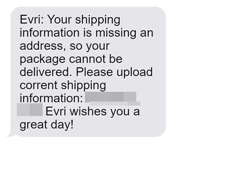 Beware Of Fake EVRI Texts About Missing Addresses .